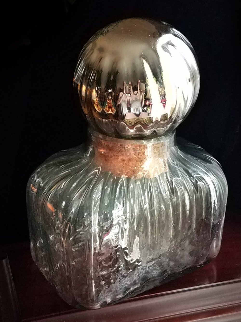 Vintage Mercury Bubble Glass Hand-Blown Decanter Apothecary Jar Canister